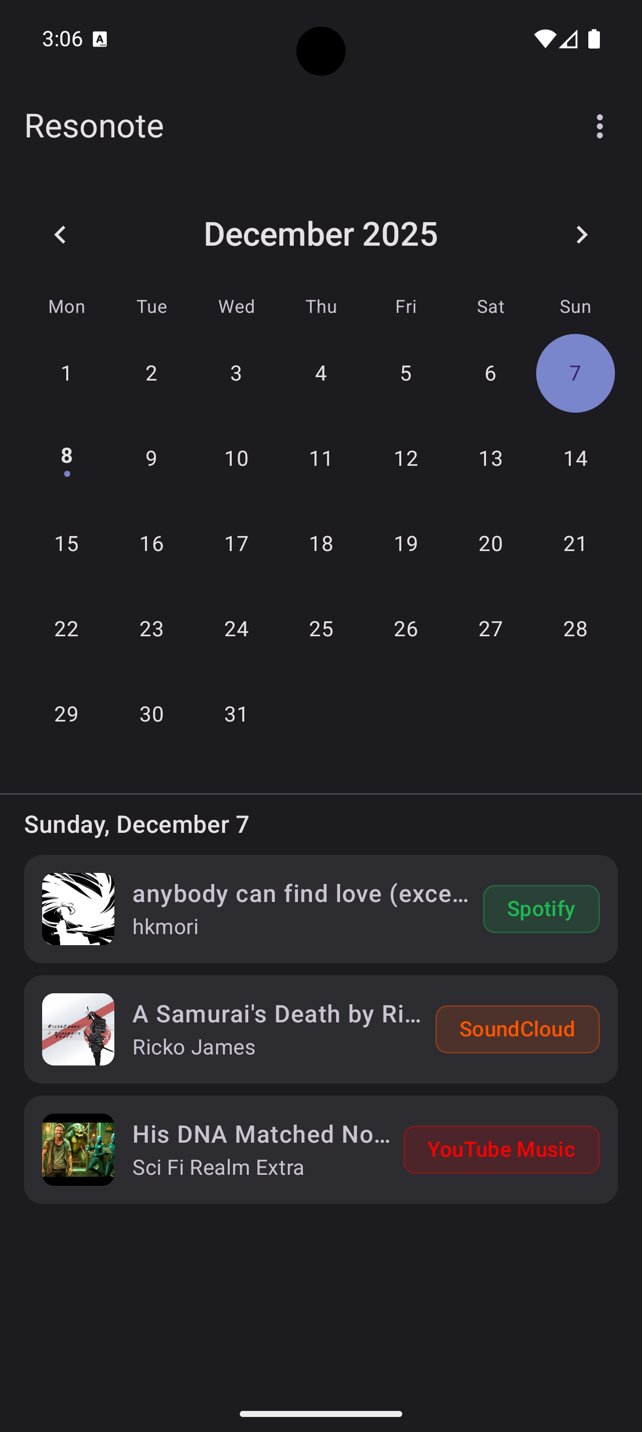 Resonote app screenshot - Track list